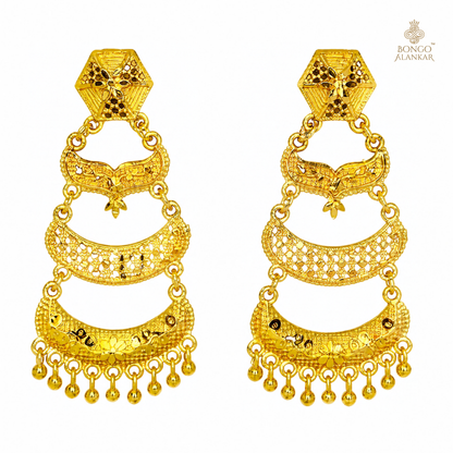 Golden Crescent Cascade Earrings