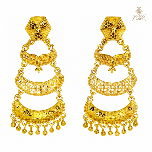 Golden Crescent Cascade Earrings