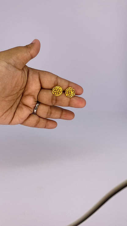 Golden Filigree Disc Stud Earrings