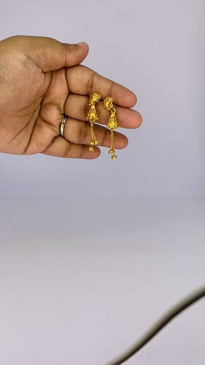 Golden Floral Bud Drop Earrings