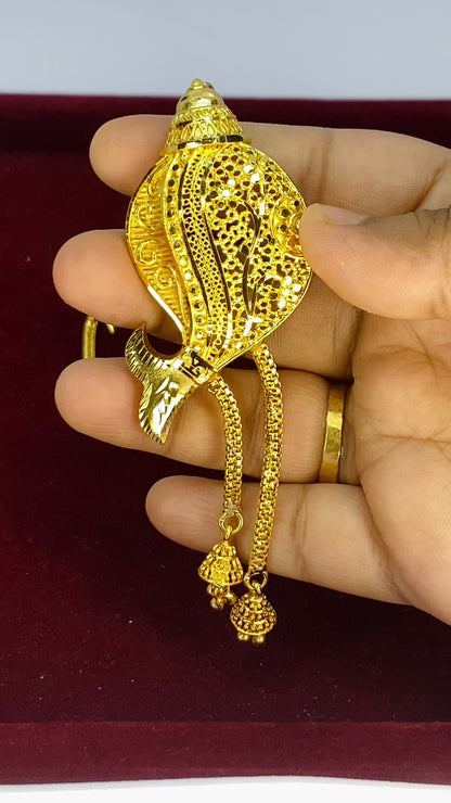 Golden Paisley Filigree Pendant Set with Jhumka Drops