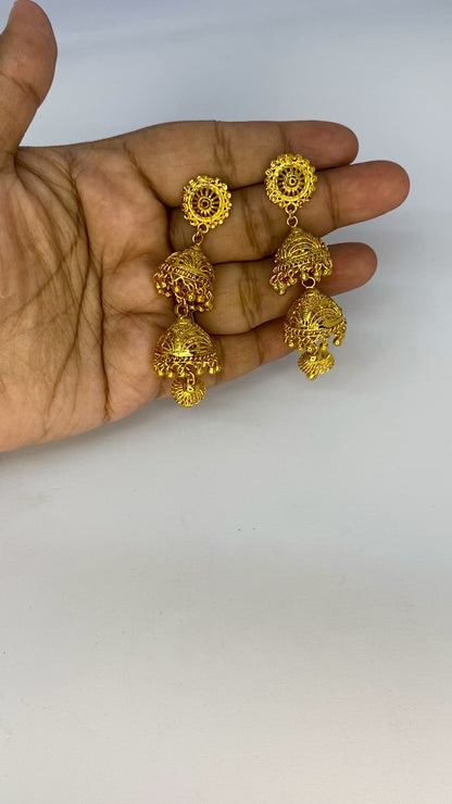 Regal Gold Cascade Jhumkas