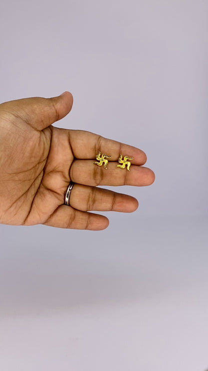 Golden Swastika Stud Earrings