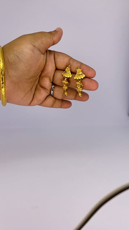 Golden Filigree Tiered Drop Earrings