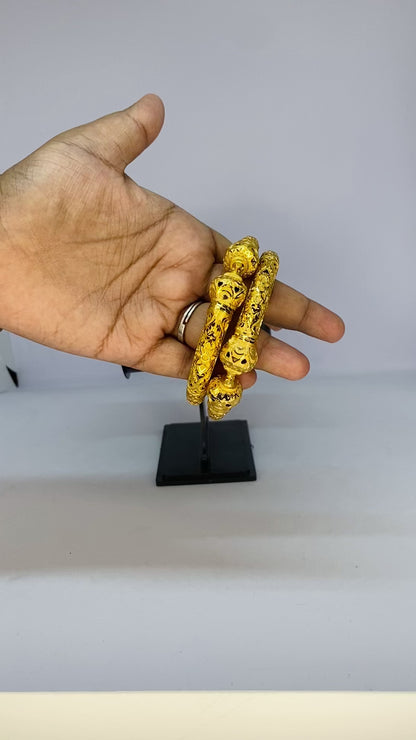 Golden Ornate Carved Bangles