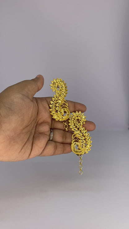 Golden Bloom Full-Ear Filigree Earrings