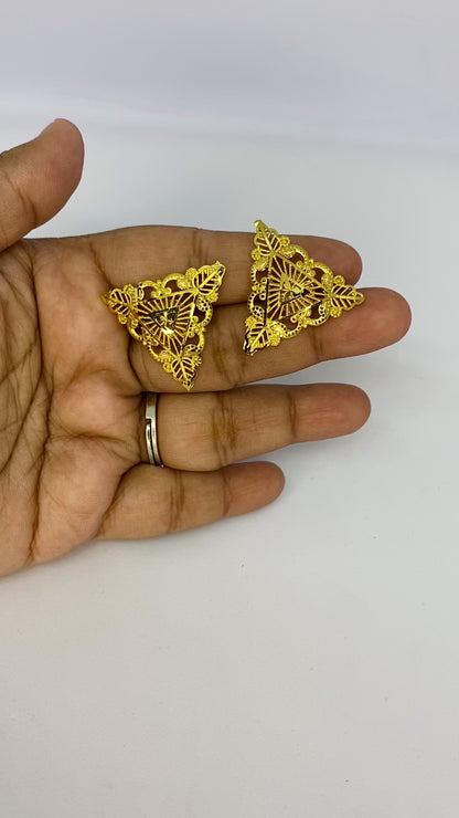 Regal Leaf Triangle Earrings